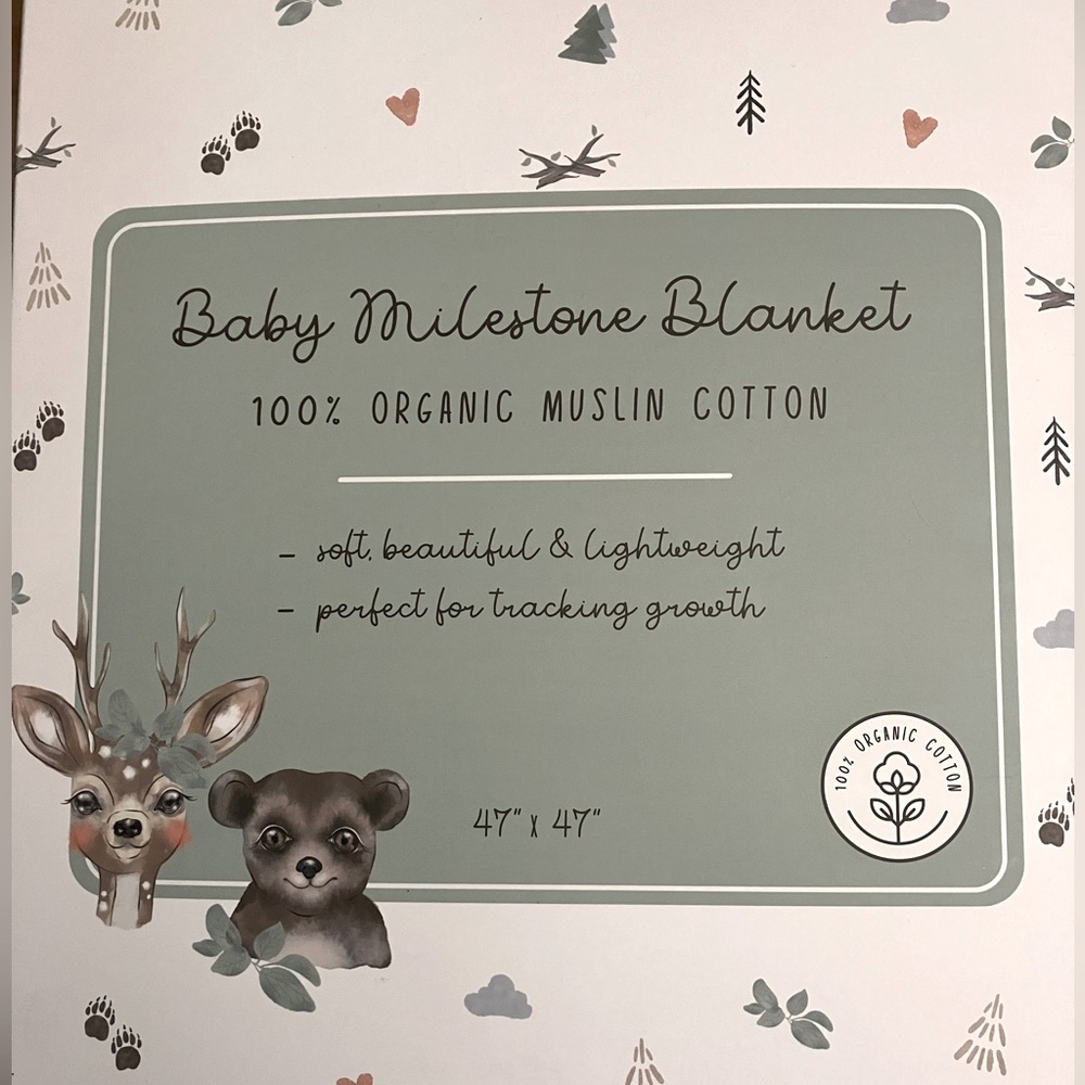 💖 NIB- ZICOTO Baby Milestone Blanket -100% organic muslin cotton,Gender-Neutral